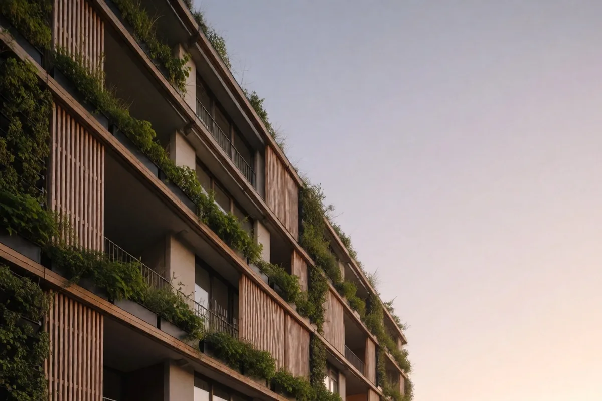 Edificio sostenible con fachada vegetal